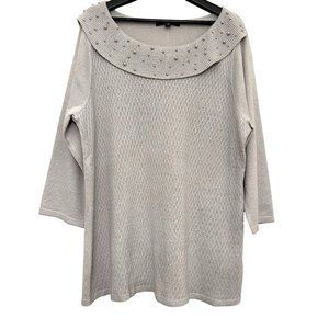 Briggs Womens Dressy Over Sweater Silver Gray Size 2X NEW
